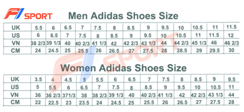 Bảng Size Giày Bóng Đá Adidas | F1sport